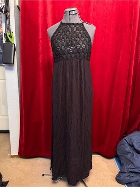 ASOS Black Crochet Halter Maxi Dress